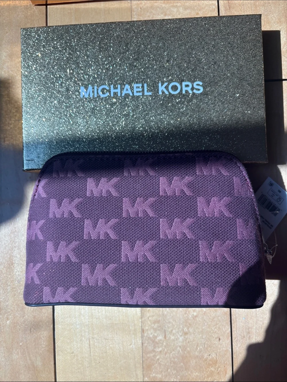 Michael Kors women’s ox blood jet set small MK Logo Travel Pouch